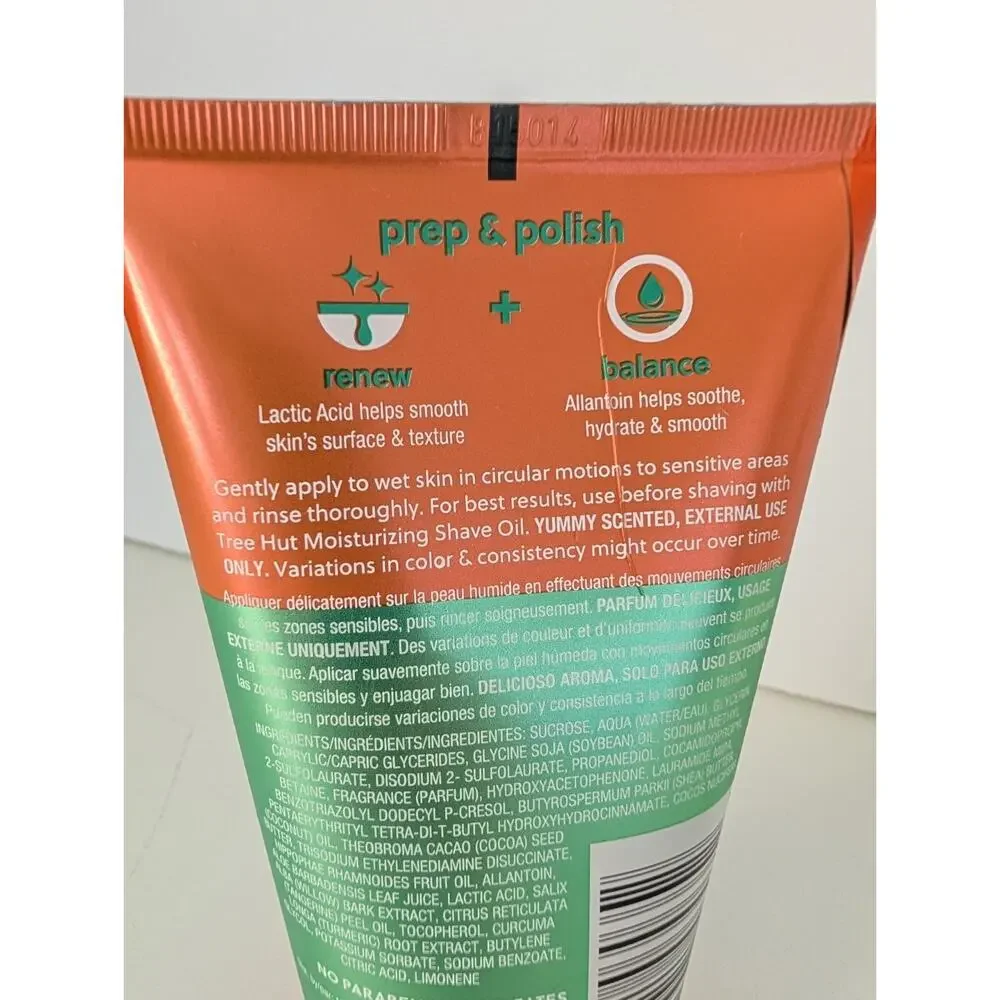 Tree Hut Tangerine Pre Shave Foaming Polish New Sealed 7 oz Lactic Acid